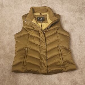 Eddie Bauer Men's Pea/Olive Green Puffer Vest w/ Goose Down Size L